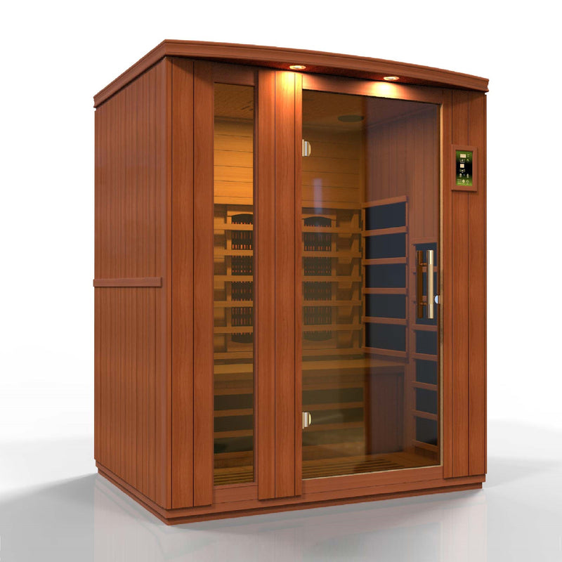 ***New 2023 Model*** Lugano 3 Person Full Spectrum Infrared Sauna - Canadian Hemlock