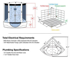 Maya Bath Platinum Superior Steam Shower | 64 × 64 × 88