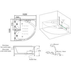 Mesa BT-150150 Two Person Whirlpool Tub 60" x 60" x 28"