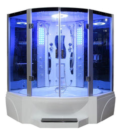 Mesa WS-608P Steam Shower Tub Combo - 63" x 63" x 85" Blue Glass